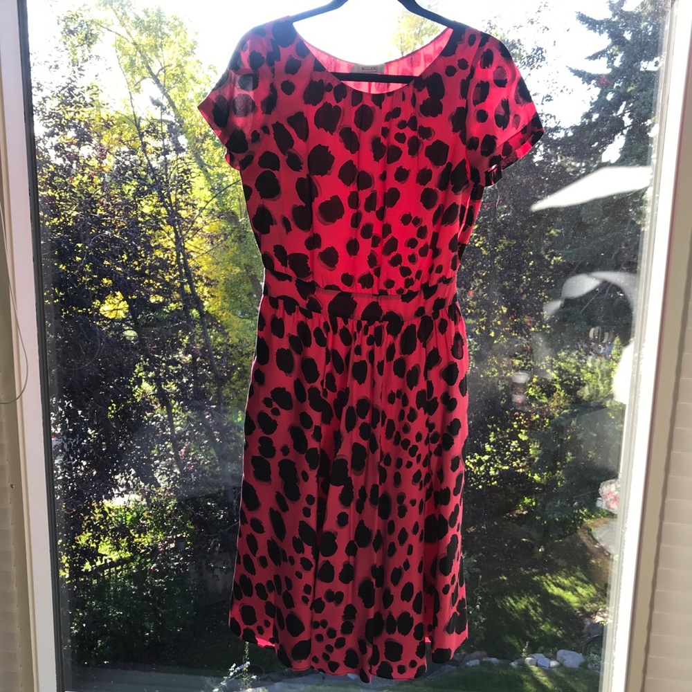 Moschino Pink and Black Midi Dress